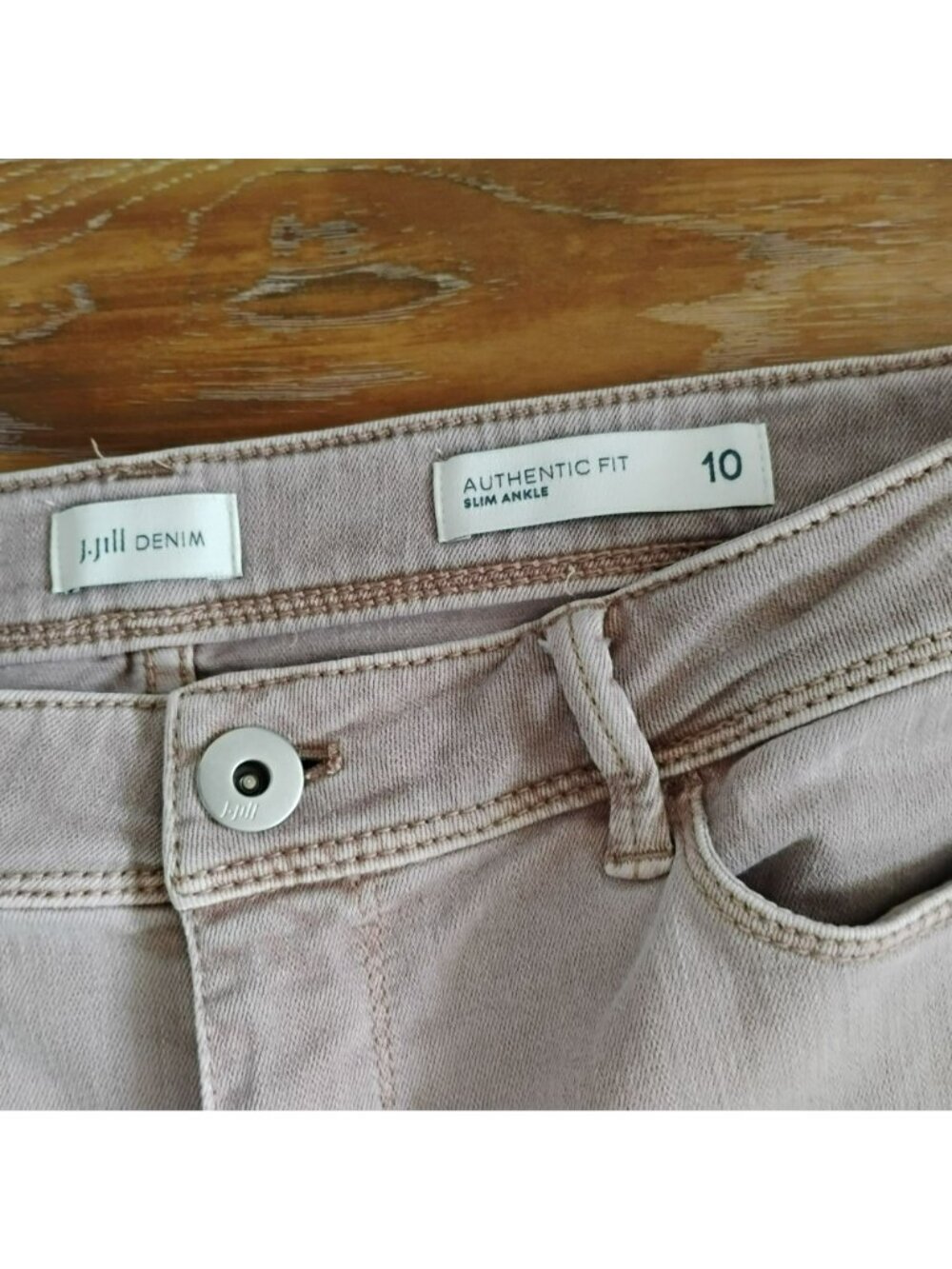 J.Jill Slim Ankle Authentic Fit Denim Pants Size 10 Beige Stretch Jeans - Picture 2 of 6